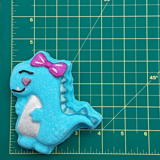 Teal Dino with Bow